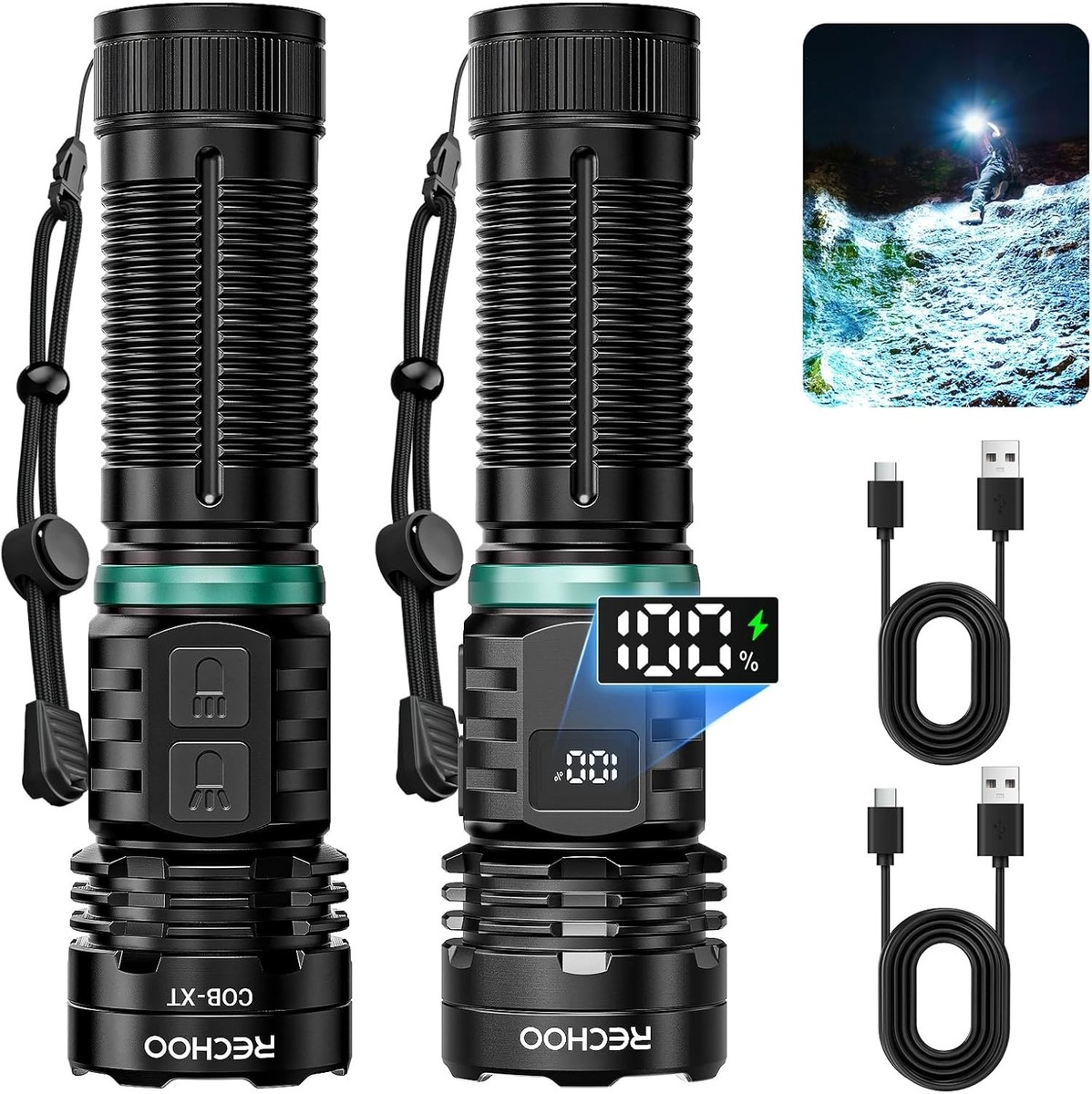 brightest rechargeable flashlight amazon Rechargeable Flashlights MAX 200000 High Lumens,Super Bright 30W LED  Flashlight,High Powered Brightest Flashlight for Emergencies/Camping  Gear,Zoomable,Waterproof,5 Modes,USB Handheld Flash Light