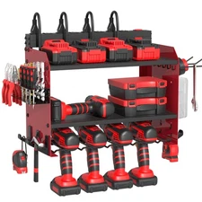 Power Tool Organizer Wall Mount with Charging Station, Garage Storage Rack fo...