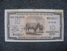 B459 Burundi 10 francs 1965 31-12-65 Banknote 
