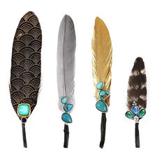 Hat Feathers Cowboy Real 3D Decoration Women Men DIY Fedora Western Hats 4PCS