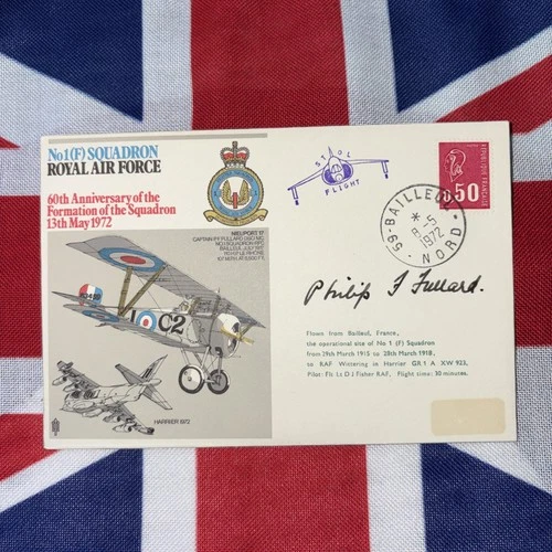RAF FDC 1(F) Squadron signed A/cdre P J Fullard WW1 ace with 47 victories