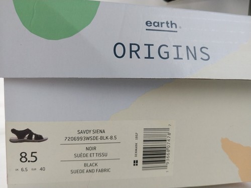 EARTH ORIGINS SPORT SANDLE Black Suede W Fabric W 8.5 Adjustable Back Nib - Picture 5 of 21