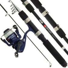 Reiserute Kinder Angel Set Rute 1,50m Rolle mit Schnur Transportmaß 31 cm