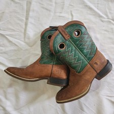 Durango Lil Rebel Pro Kids Western Boots Tan Turquoise Leather Size 5.5M