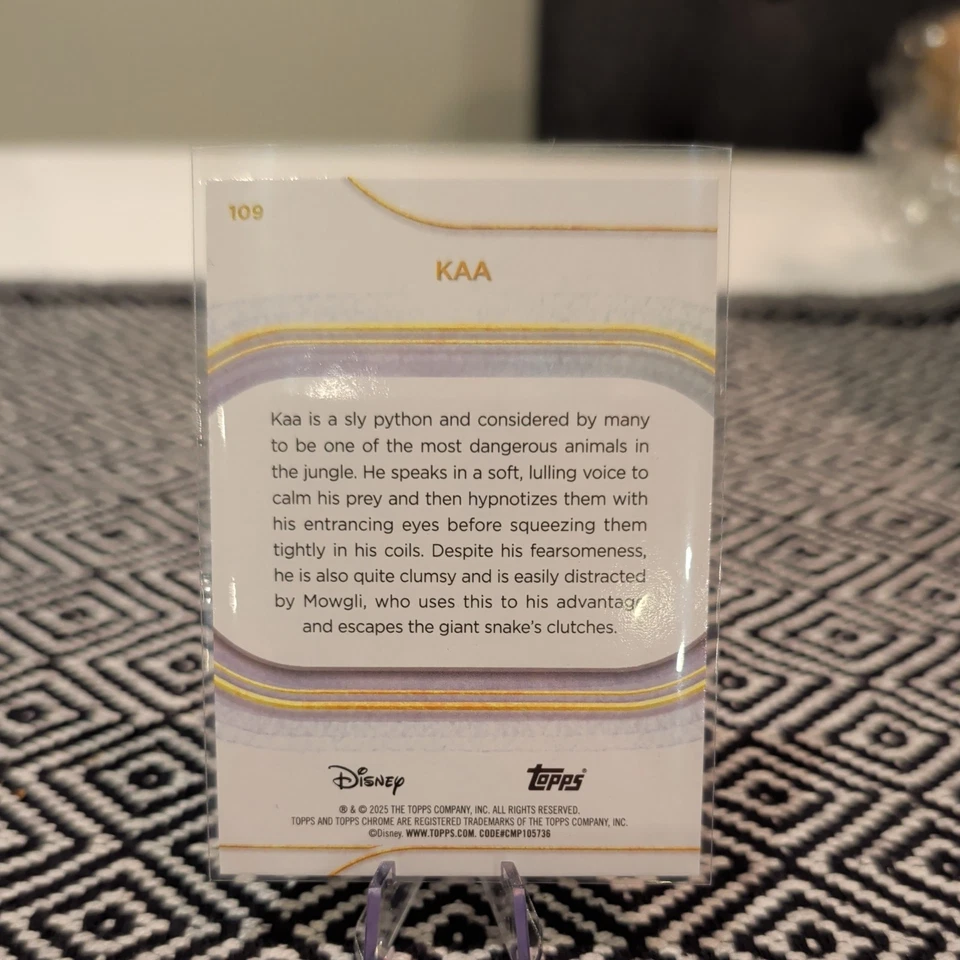 2025 Topps Chrome Disney KAA Sapphire Blue Refractor Jungle Book - Image 2 of 2