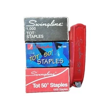 Swingline Tot 50 Red Mini Stapler Long Island NY USA W 3 Open Boxs Staples Vtg