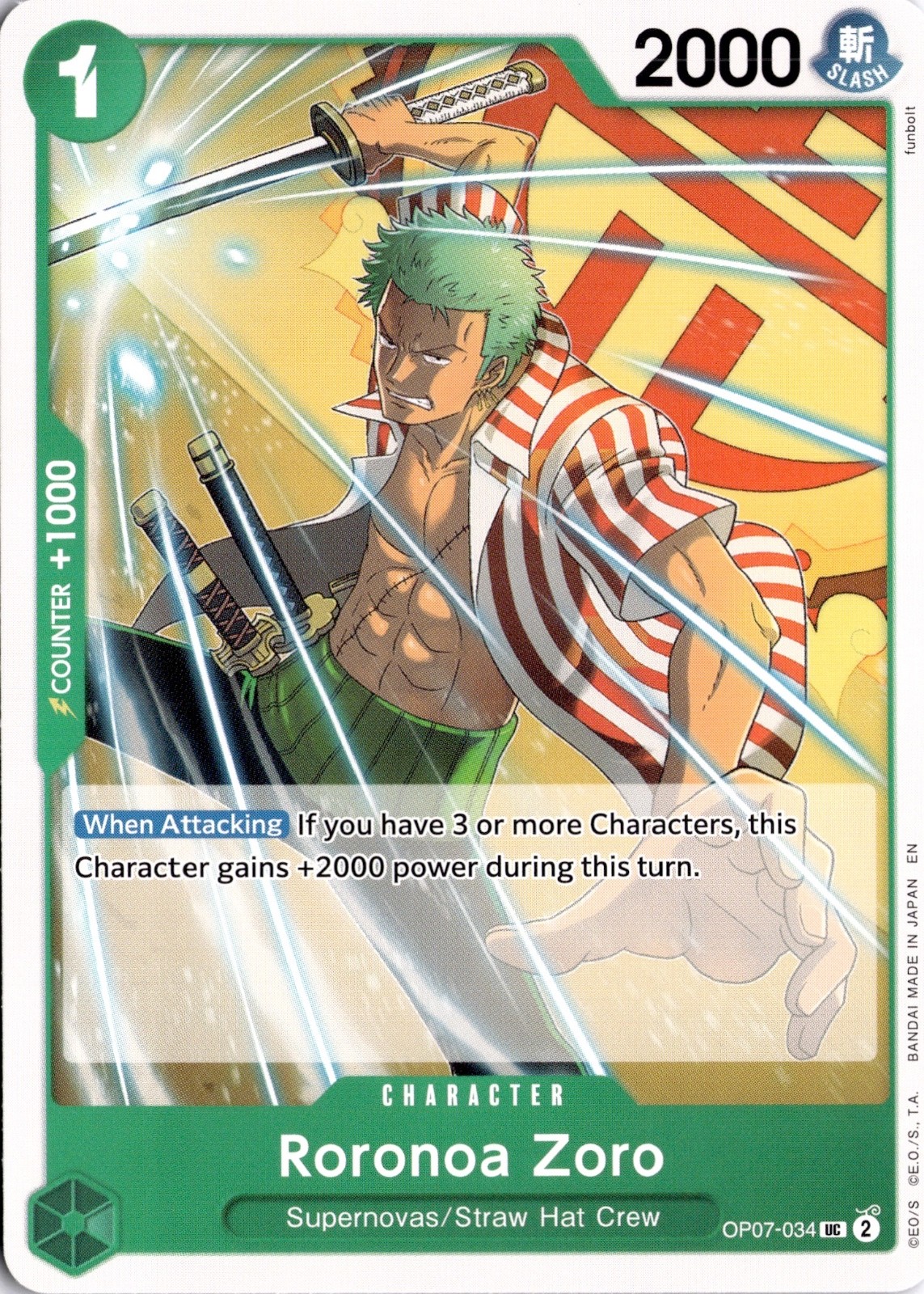 Roronoa Zoro (034) UC 500 Years in the Future OP07-034 One Piece TCG