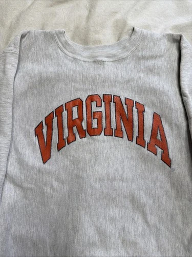 Seller's photo on eBay: Vintage 90s Champion Reverse Weave Virginia Medium USA Gray Crewneck 1990s