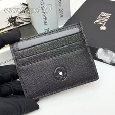 Montblanc Porta biglietti da visita / porta biglietti da visita portatile in pelle testurizzata nera da uomo