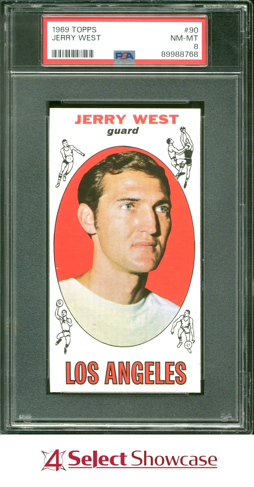 1969 TOPPS #90 JERRY WEST LAKERS HOF PSA 8