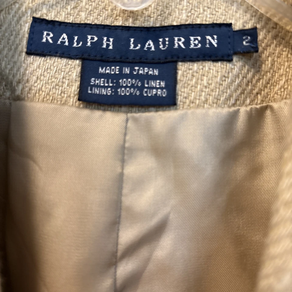 Blazer Ralph Lauren Vintage Lino, Hecho en Japón, 100% Lino y Gamuza, Talla 2 Foto 4 de 4