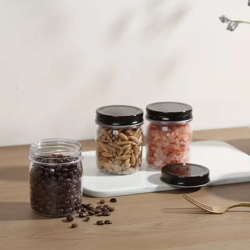  8oz Clear Plastic Mason Jars with Flip Top Lids - Reusable, BPA-Free, Mul - Image 3 of 4