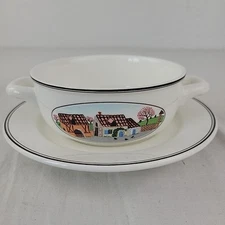 Villeroy Boch Naif Bowl Plate 2 Handled Rimmed Saucer 5" RARE 2 AVAILABLE EUC