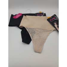 Maidenform Tame Your Tummy Lace Shaping Thong dm0049 LOT OF 2 BLACK/NUDE SMALL