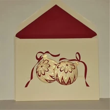 10 Crane + Company Ornaments of Red + Gold Ecru Blank Cards & Envelopes -NWB