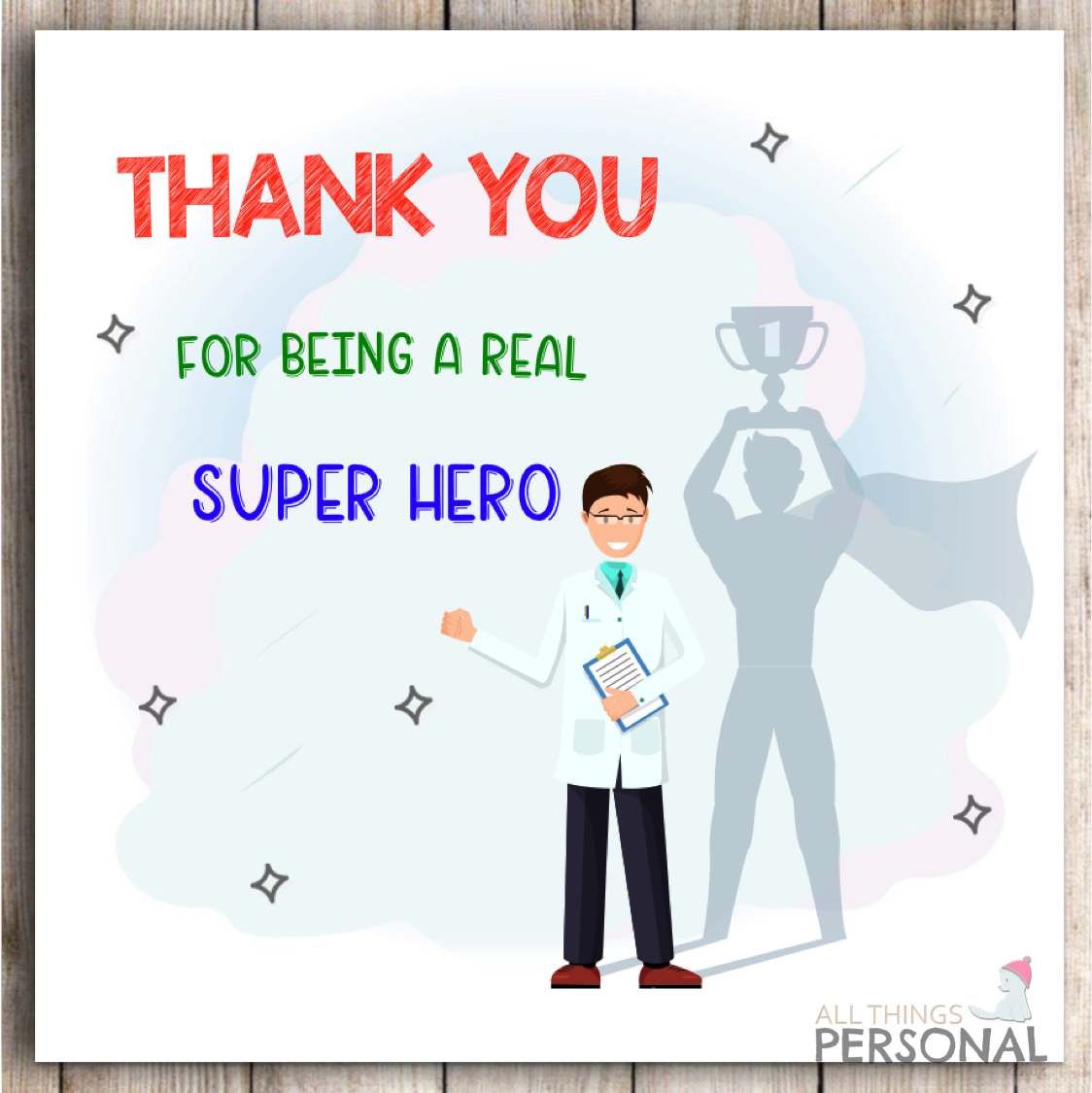 Thank You NHS Card Our SuperHero Heroes National Health Service Nurse Doctors