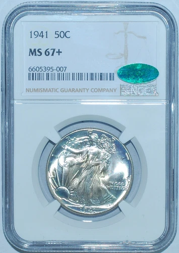 1941 P NGC MS67+ CAC Walking Liberty Half Dollar