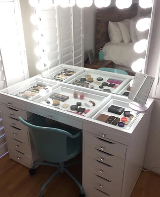 Hollywood Makeup Mirror With Lights See Through Vanity Table Set Hollywood Makeup Mirror With Lights See Through Vanity Table Set
