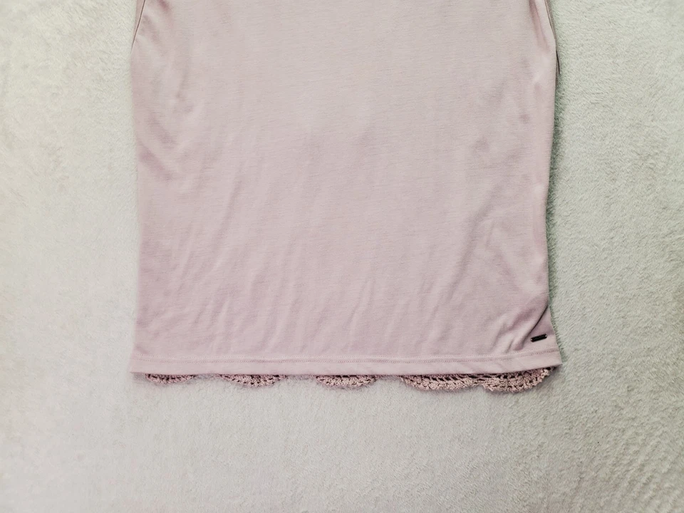 Volcom Blouse Top Women's Small Mauve Crochet Lace Back Sleeveless Round Neck - Image 3 of 4