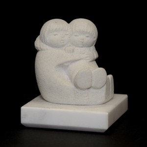 Estatuilla De Arte Vintage Marbell Piedra Nino Y Bebe Inuit Eskimo Onyx Base Belgica Ebay