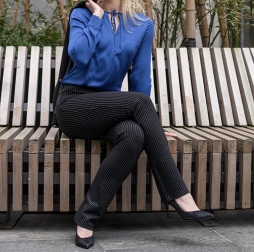 Betabrand Dress Yoga Pant in Pinstripe| Betabrand Dress Pant