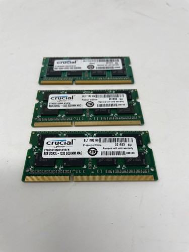 24GB RAM 3x8GB Crucial Mac DD3RL-1333 Laptop Memory Module CT8G3S1339M - Picture 2 of 4