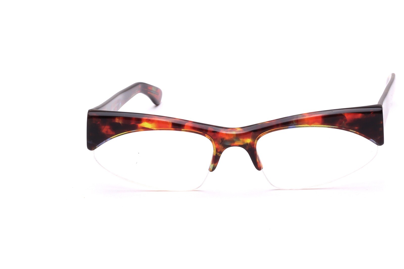 Brille IDC 775 Acetat Schildpatt braun halb randlos Vintage Damen  D17