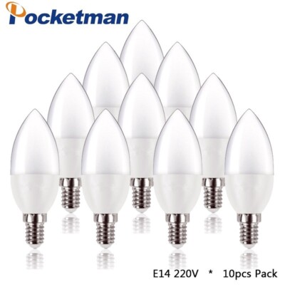 E14 220V-240V Spitzschwanz Kunststoff Kerze Lampe 10SMD2835 Warmweiß Kaltweiß 