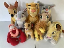 Disney The Lion King, Bambi, Little Mermaid- Lot of 9 Plush -Simba, Bambi, Nala