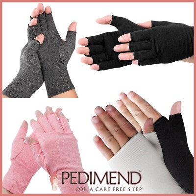 PEDIMEND Kompressionshandschuhe für Arthritis Halbfinger & fingerlose Magic Gloves