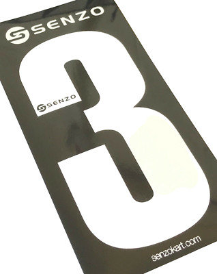 Set of 4 Senzo White Race Number 3 Black Background | Novice Kart | eBay