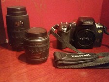 Pentax PZ-70 35mm film camera w/ 35-80mm  80-200mm lens  Strap Nice