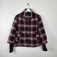 Womens Sandwich Red, Black Color Short Jacket Virgin Wool Blend Size 40 B115