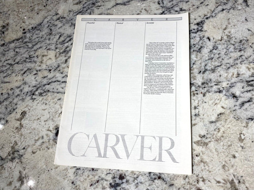CARVER Vintage High Fidelity Audio Products Illustrated Catalog Good Condition