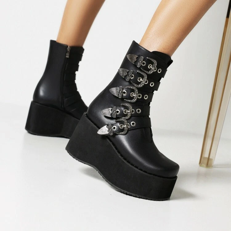 Zip up platform clearance boots