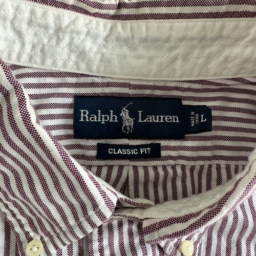 RALPH LAUREN Shirt Men's Size Large Classic Fit Long Sleeve Button Down Striped - Picture 6 of 6
