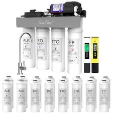 SimPure WP2-400GPD RO Alkaline pH+ Reverse Osmosis Water System+LCD TDS PH Meter