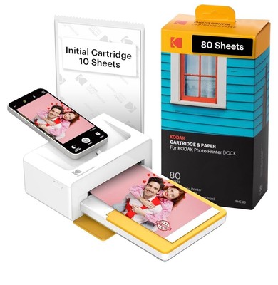 KODAK Dock Plus 4PASS Instant Photo Printer (4x6) + 90 Sheets Bundle Included