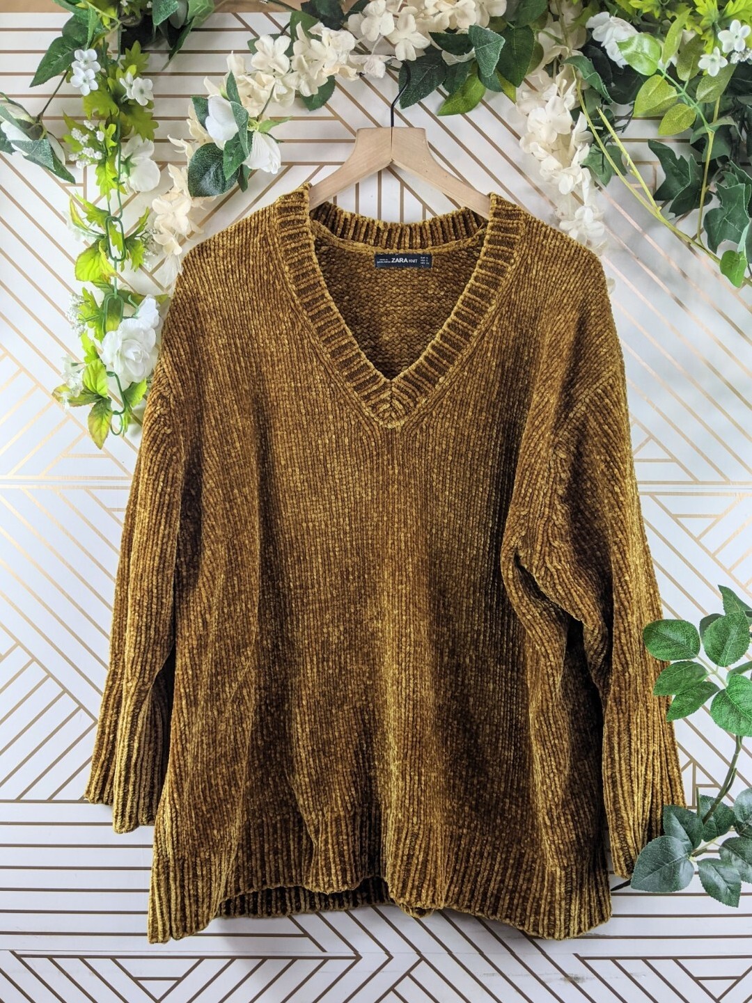 Zara Knit Chenille Sweater Mustard-Gold 