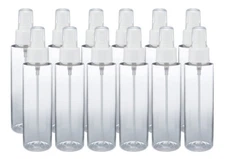 3oz Clear Plastic Spray Bottles with Lids-12-pack (Travel, Hair, Plants)