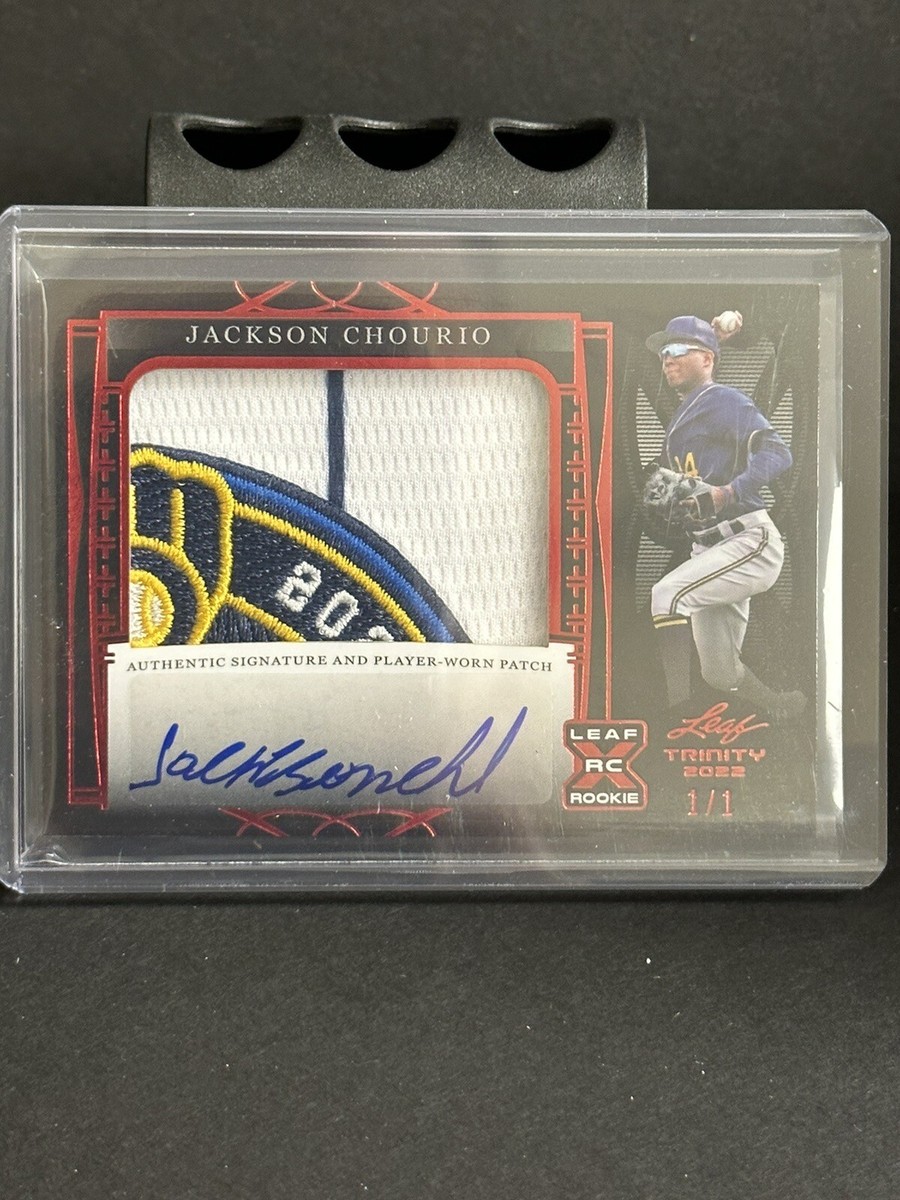 2022 Leaf Trinity Jackson Chourio Black Red Foil Logo Patch