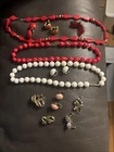 Vintage Jewelry 12 Item Lot Earrings Necklace Retro Old School Clip On Costume