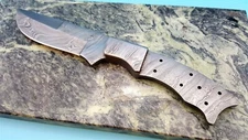 Knife Making Damascus Fixed Blade Blank with Full Tang Guard Included 10" length