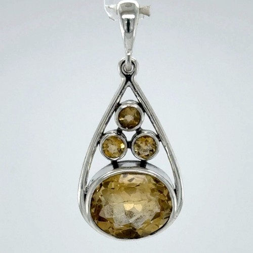 Oval Yellow CITRINE Teardrop Pendant 925 STERLING SILVER Genuine & Natural #13e - Picture 5 of 13