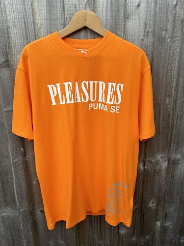 Puma X Pleasures Orange Logo T Shirt Size Medium Men’s Tee Brand New Typo Crew
