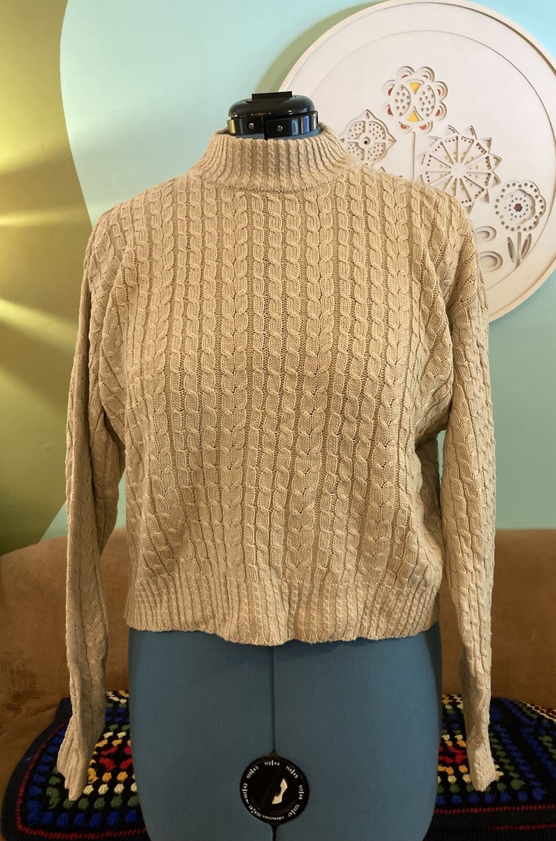 Vintage NOS 90's Y2K Calvin Klein Mock Neck Cable Knit Sweater Sz