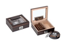 SCATOLA PORTASIGARI + TAGLIASIGARI + POSACENERE 50 CIGARS HUMIDOR LUBINSKI QB228