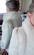 Vtg. Gold Frost Dyed Mink Coat~gold Frost Dyed Fox Collar Tuxedo Stroller Size S