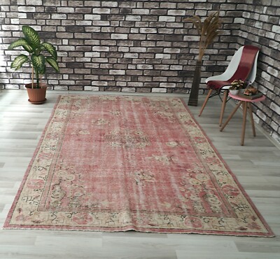 Boho Decor Rug, Red Oriental Rug, Vintage Turkish Rug Carpet 6.04x9.32 ft H-1811