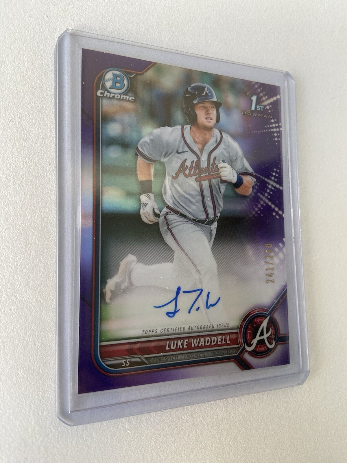 👉Luke Waddell 2022 1st Bowman Chrome PURPLE On-Card RC Auto! 241/250! 🔥
